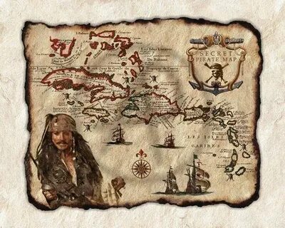Secret Pirate Treasure Mappirates of the Caribbean Art Etsy 