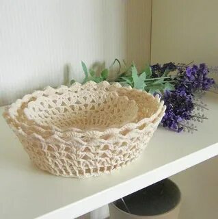 Crochet lace bowl doily lace basket crochet basket decorativ