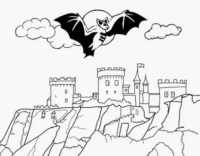 Halloween Coloring Printable Drawing Dracula Castle Vampire 