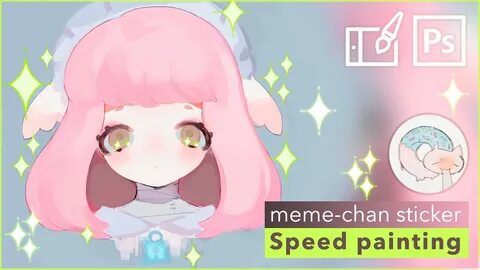 Pink Hair Meme-chan - Speed painting, photoshop, original ar