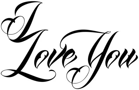 "I Love You" - tattoo lettering, download free scetch