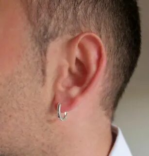 Single Mens Hoop Earring 925 Sterling Silver Earring for Men