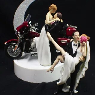 Wedding Cake Topper w Harley GL Motorcycle Charlotte Mall Da