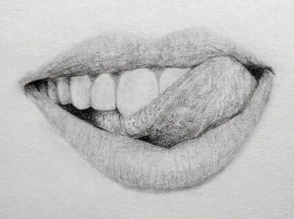 Lips With Tongue Out Drawing Realistic - Desaba Fesbynina