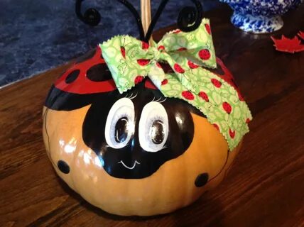 Ladybug pumpkin painted for my granddaughter, as she loves l