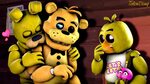 The shoulder kiss-Spring Bonnie, Goldie and Chica by TalonDa
