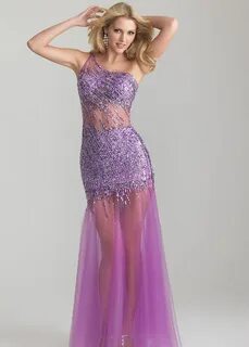 Beautiful sheer purple prom dress (Night Moves 6736) Purple 