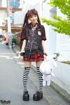 h.NAOTO Gothic Harajuku Style w/ Twin Tails, Striped Socks &
