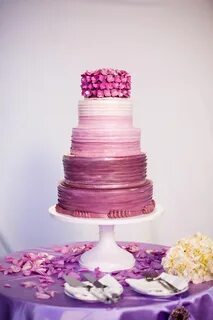 Purple Ombre Cake With Sugar Flowers