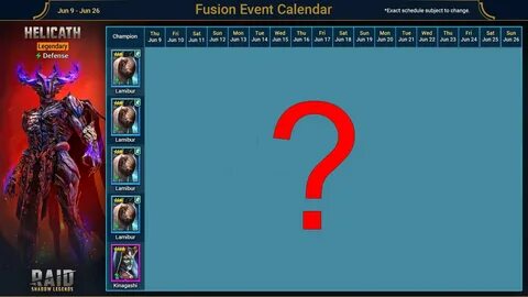 Raid Shadow Legends Helicath Fusion Calendar - Mobile Legend