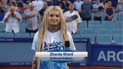 Zhavia Performs the National Anthem at the Dodgers vs Rockie