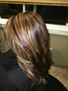 Burgundy red with blonde highlight Hair styles, Hair, Hair c
