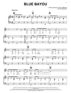 Blue Bayou Sheet Music Linda Ronstadt Piano, Vocal & Guitar 