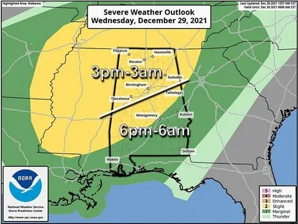 Active Weather for Central Alabama Expected to Start on Wedn