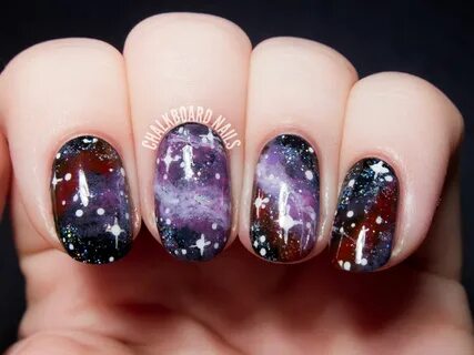 Purple Galaxy Nails, Inspired by the Pelican Nebula Galaxy n