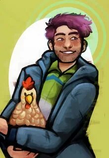Stardew Valley art Shane with his chicken buddy cowboycourie