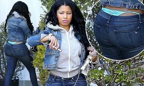 Nicki Minaj displays her turquoise thong in super tight jean