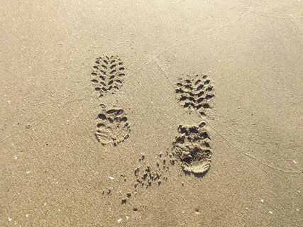 Footprints in the sand in summer free image download