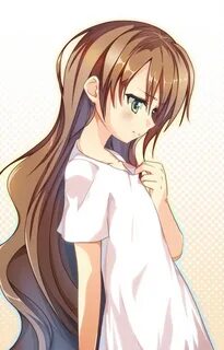 Safebooru - 1girl brown hair green eyes hair down itsumi1021