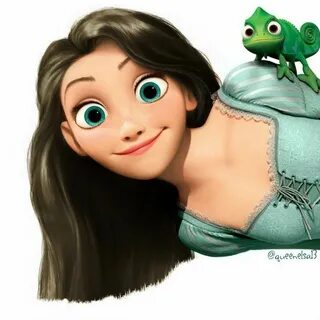 Rapunzel with short,black hair and a pale blue dress! NOT MY