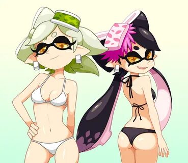 Safebooru - + + 2girls :d aori (splatoon) ass bikini black b