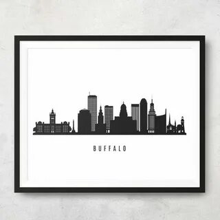 Buffalo Skyline Printable Buffalo New York Black White Wall 