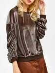 Velvet Ruched Sweatshirt - One Size BLACK (shop: RoseGal) - 