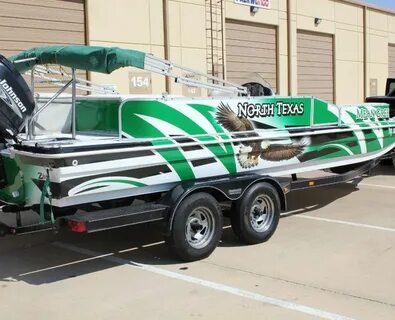 Mean Green Boat Wrap Dallas - Zilla Wraps Boat wraps, Pontoo