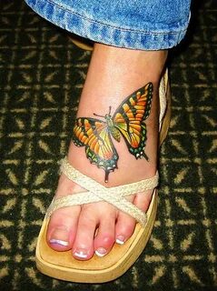 Colorful butterfly on foot tattoo - Tattoos Book - 65.000 Ta