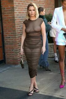 Serena Kerrigan in a Brown See-Through Dress Leaves Bronx and Branco Fashio...