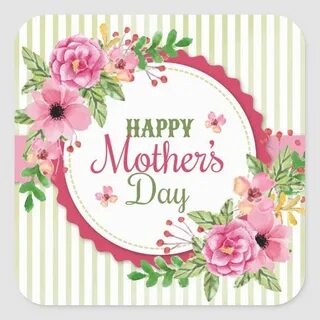 Happy mother's day vintage flower bouquet frame square stick