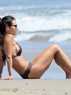 Jordana Brewster in a bikini at the beach in Santa Monica - 