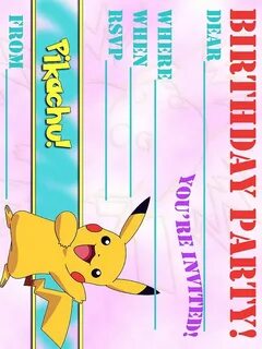 POKEMON COLORING PAGES: FREE PIKACHU PARTY INVITATION Pokemo