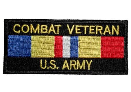 Combat Veteran US Army Service Ribbon Embroidered Patch - Qu
