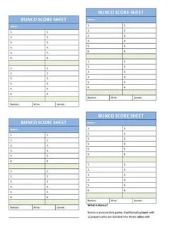 Custom Bunco Score Sheets Templates at allbusinesstemplates.