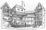 Rendering of the Globe Theatre. Late 1590's. Globe theater, 