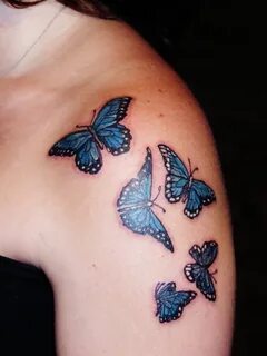 Blue butterfly shoulder tattoo Purple butterfly tattoo, Butt