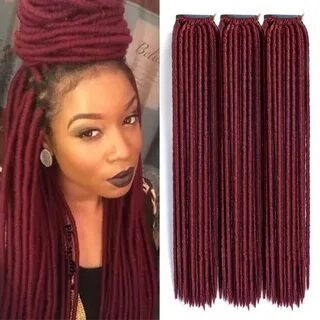 soft dread hair red synthetic hair extensions 6 pcs/lot faux