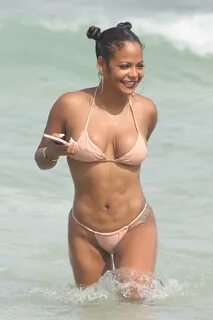 Christina Milian in Tiny Bikini on the beach in Miami GotCel
