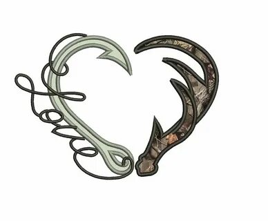 Fishing Hooks With Antlers Hunting Love Applique Machine Ets