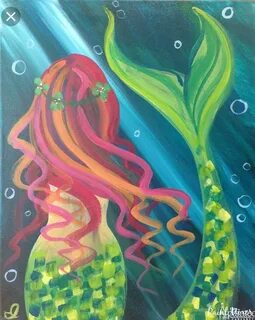 Little Mermaid Painting #2 Mermaid painting, Easy canvas pai