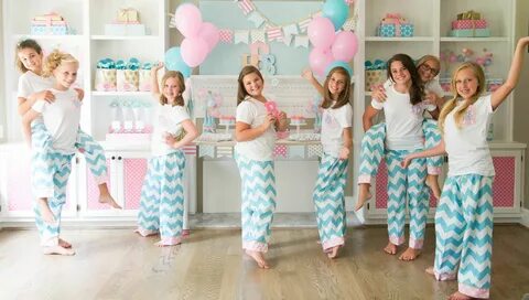 Monogram slumber birthday party for tweens or teens with sha