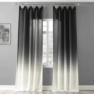 Rose Street Ombre Black 84 X 50 In. Faux Linen Semi Sheer Cu