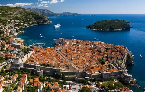 Обои море, остров, дома, панорама, Хорватия, Croatia, Дубров