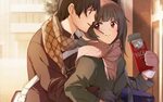 Art boy anime two woman taccomm couple hugging wallpaper 256