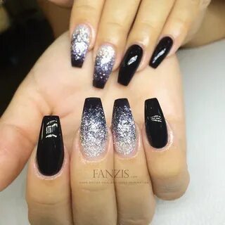 black ombre glitter nails Trendy nails, Nail designs glitter