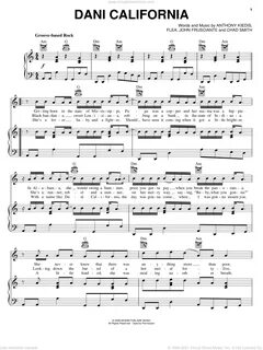 Peppers - Dani California sheet music for voice, piano or gu