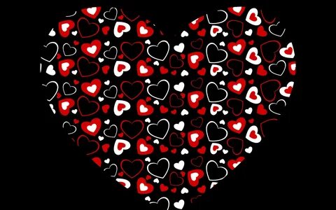 #515076 Artistic, Red, Heart, Black, White wallpaper - Rare 