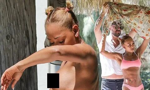 Mel B topless during Desert Hot Springs retreat with Gary Ma