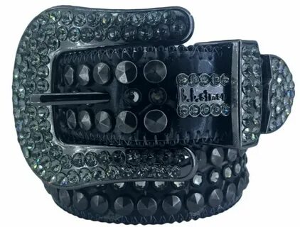 Ремень BB Simon Swarovski Crystal Black Leather Belt 34 XL N